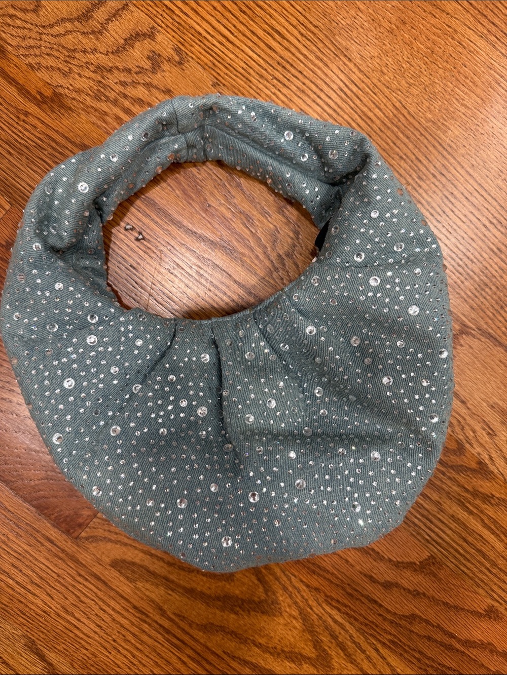 ZARA Sparkle Embellished Denim Women's Crescent Hobo Shoulder Bag